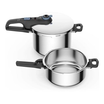 Tefal - Set di pentole a pressione 4/6 l SECURE TRENDY in acciaio inox