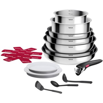 Tefal - Set di pentole da 15 pezzi INGENIO COOK in acciaio inox