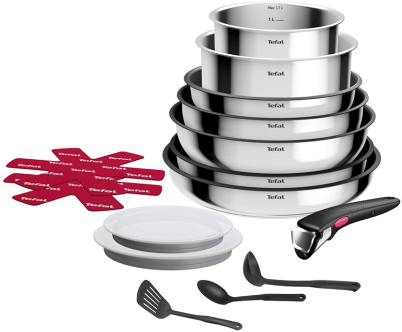 Tefal - Set di pentole da 15 pezzi INGENIO COOK in acciaio inox