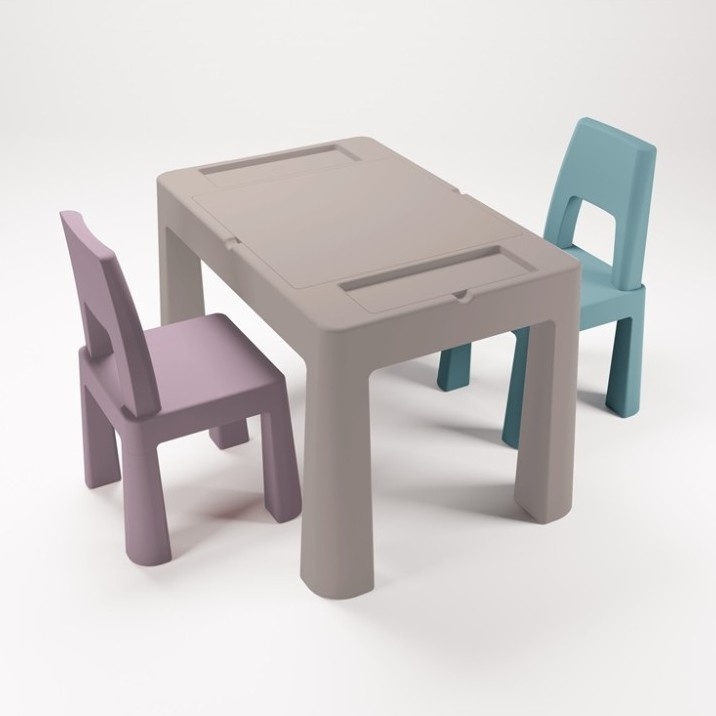 TEGA BABY - Set tavolino e sedie per bambini, taupe/viola/turchese