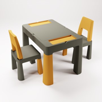 TEGA BABY - Set tavolo e sedie per bambini, grigio/giallo