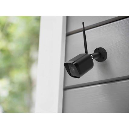Telecamera esterna intelligente con sensore Full HD 1080p, 12V, IP65, Wi‑Fi Tuya, nera