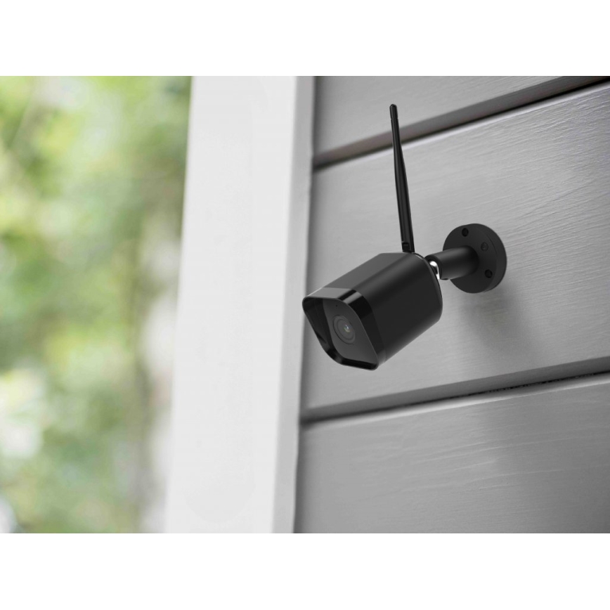 Telecamera esterna intelligente con sensore Full HD 1080p, 12V, IP65, Wi‑Fi Tuya, nera