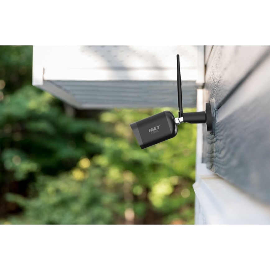 Telecamera esterna intelligente con sensore Full HD 1080p, 12V, IP65, Wi‑Fi Tuya, nera