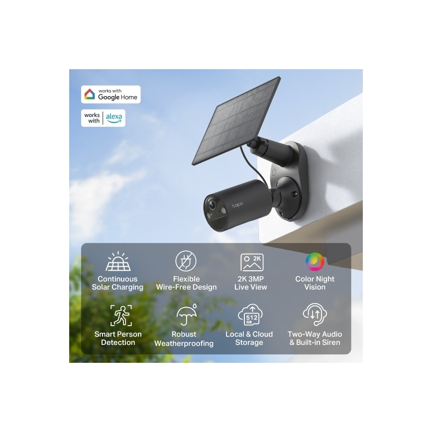Telecamera solare per esterni IP65 Wi-Fi