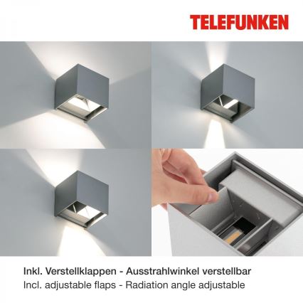 Telefunken 303404TF - Applique da esterno LED/7W/230V IP44 argento