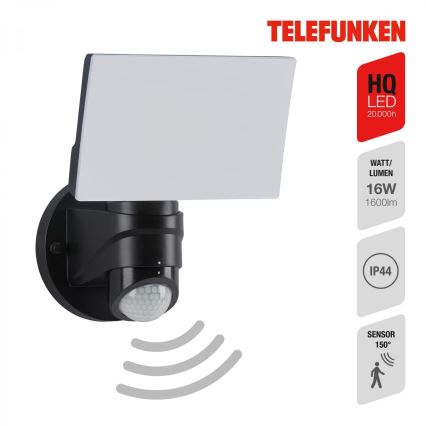 Telefunken 304305TF - Applique da esterno con sensore LED/24W/230V IP44 nero