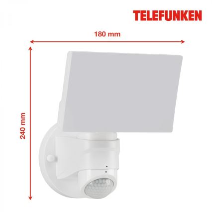 Telefunken 304306TF - Applique da esterno con sensore LED/16W/230V IP44 bianco