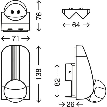 Telefunken 306505TF - Sensore di movimento da esterno 180° IP44 nero