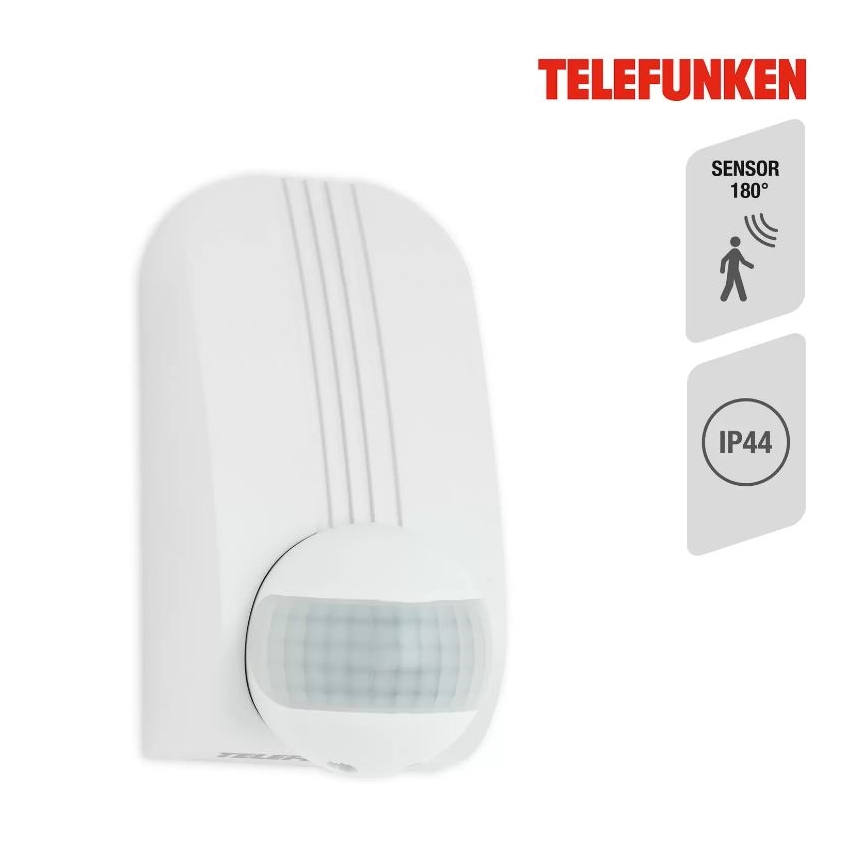 Telefunken 306506TF - Sensore di movimento da esterno 180° IP44 bianco