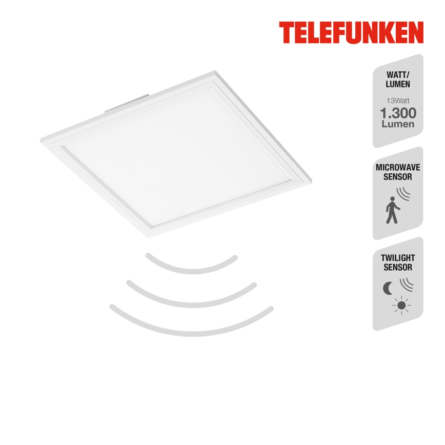 Telefunken 308606TF - Pannello a plafone LED con sensore LED/13W/230V