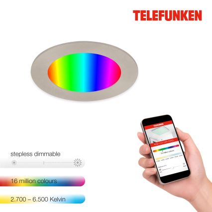 Telefunken 309302TF - LED RGBW Lampada da incasso dimmerabile per bagni LED/6W/230V 2700-6500K IP23 Wi-Fi Tuya