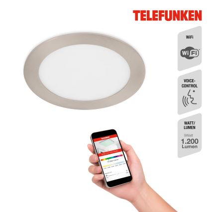 Telefunken 309402TF - LED RGBW Lampada da incasso dimmerabile per bagni LED/12W/230V 2700-6500K IP23 Wi-Fi Tuya