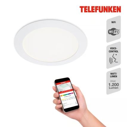 Telefunken 309406TF - LED RGBW Faretto da incasso dimmerabile FRAME LED/12W/230V 2700-6500K Wi-Fi Tuya bianco
