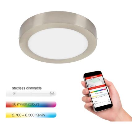 Telefunken 309502TF - Lampada da soffitto dimmerabile LED RGBW LED/18W/230V 2700-6500K Wi-Fi Tuya