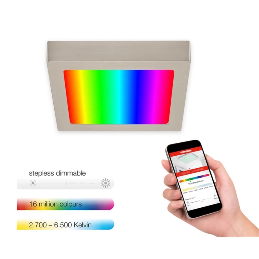 Telefunken 309702TF - Plafoniera LED RGB dimmerabile LED/23W/230V 2700-6500 Wi-Fi Tuya cromo opaco