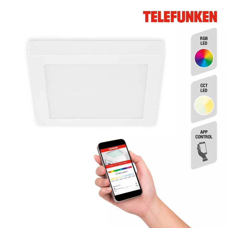 Telefunken 309706TF - Plafoniera LED RGB dimmerabile LED/23W/230V 2700-6500K Wi-Fi Tuya bianco