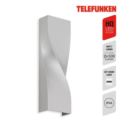 Telefunken 312704TF - Applique a LED da esterno 2xLED/5,5W/230V IP44 argento