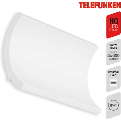 Telefunken 312806TF - Applique a LED da esterno 2xLED/6W/230V IP44 bianco