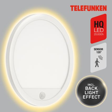 Telefunken 313706TF - LED Applique da esterno con sensore LED/15W/230V IP44 bianco
