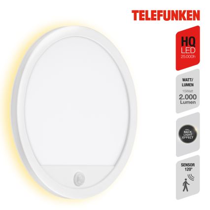 Telefunken 313706TF - LED Applique da esterno con sensore LED/15W/230V IP44 bianco