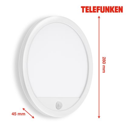Telefunken 313706TF - LED Applique da esterno con sensore LED/15W/230V IP44 bianco