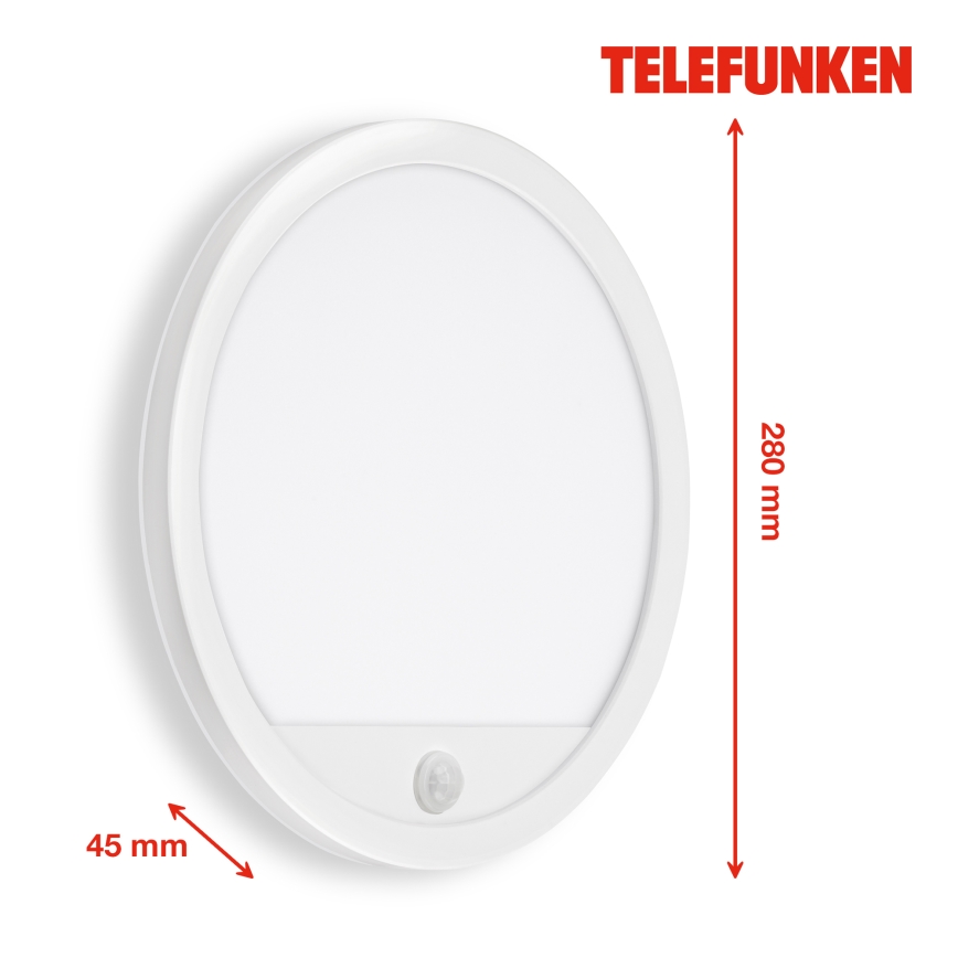 Telefunken 313706TF - LED Applique da esterno con sensore LED/15W/230V IP44 bianco