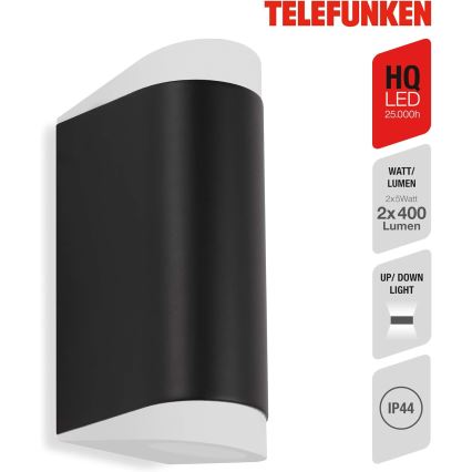 Telefunken 314905TF - Applique a LED da esterno 2xGU10/5W/230V IP44 nero