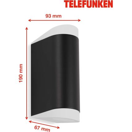 Telefunken 314905TF - Applique a LED da esterno 2xGU10/5W/230V IP44 nero