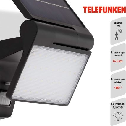 Telefunken 315205TF - Applique a LED solare con sensore LED/3W/3,7V IP44