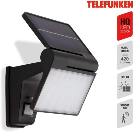 Telefunken 315205TF - Applique a LED solare con sensore LED/3W/3,7V IP44