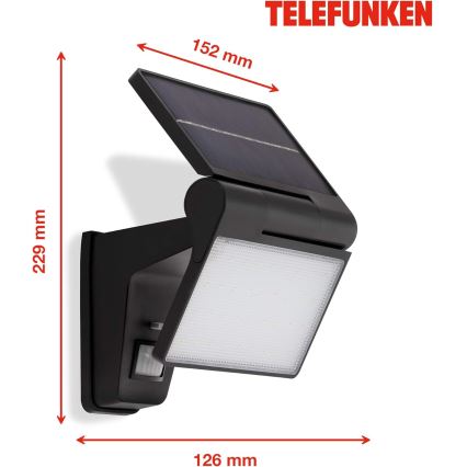 Telefunken 315205TF - Applique a LED solare con sensore LED/3W/3,7V IP44