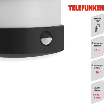 Telefunken 315505TF - LED Applique da esterno con sensore LED/12W/230V IP44 nero