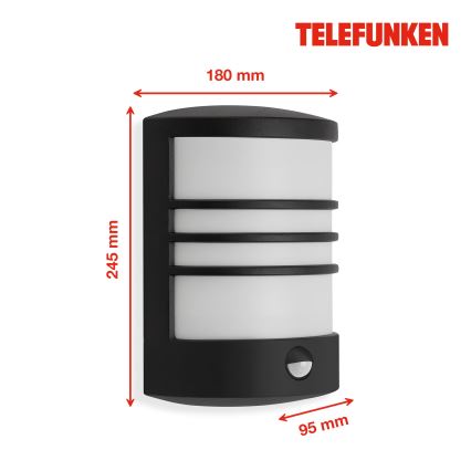 Telefunken 315505TF - LED Applique da esterno con sensore LED/12W/230V IP44 nero