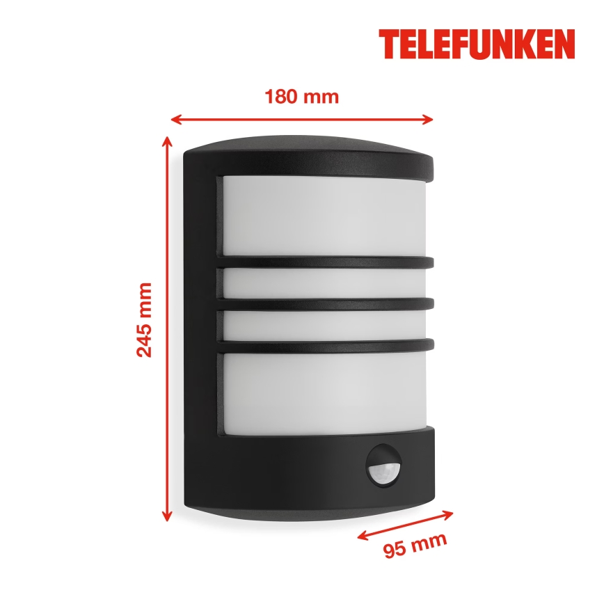 Telefunken 315505TF - LED Applique da esterno con sensore LED/12W/230V IP44 nero