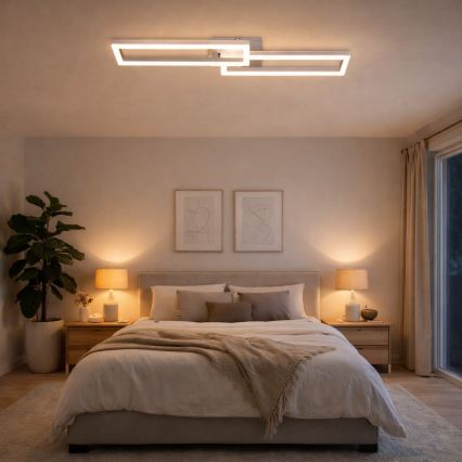 Telefunken 316108TF - Plafoniera LED RGBW dimmerabile da soffitto FRAME LED/40W/230V 3000-6500K Wi-Fi compatibile con Tuya, cromo opaco