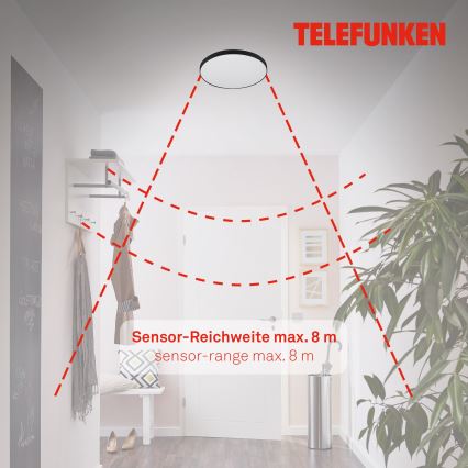 Telefunken 318405TF - Plafoniera LED da bagno con sensore LED/16W/230V IP44 diametro 29 cm