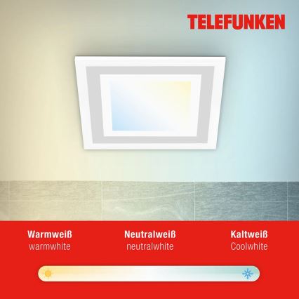 Telefunken 318706TF - Pannello LED RGBW dimmerabile, 18W, 230V, 3000-6500K + telecomando