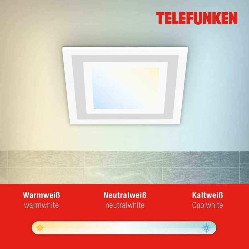 Telefunken 318706TF - Pannello LED RGBW dimmerabile, 18W, 230V, 3000-6500K + telecomando