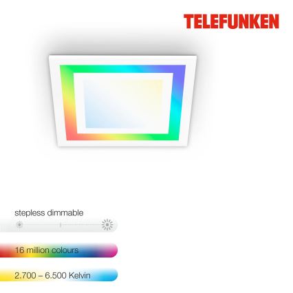 Telefunken 318706TF - Pannello LED RGBW dimmerabile, 18W, 230V, 3000-6500K + telecomando