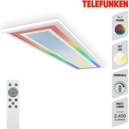 Telefunken 318906TF - Plafoniera LED RGBW dimmerabile LED/24W/230V 3000-6500K 25x100 cm + telecomando