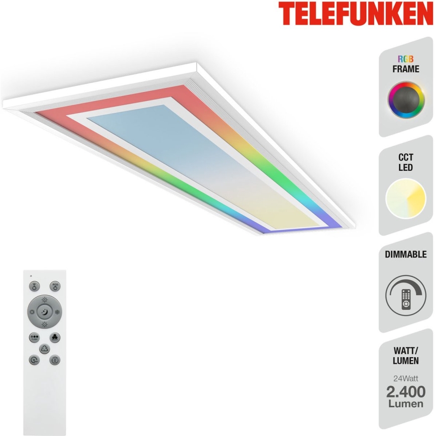 Telefunken 318906TF - Plafoniera LED RGBW dimmerabile LED/24W/230V 3000-6500K 25x100 cm + telecomando