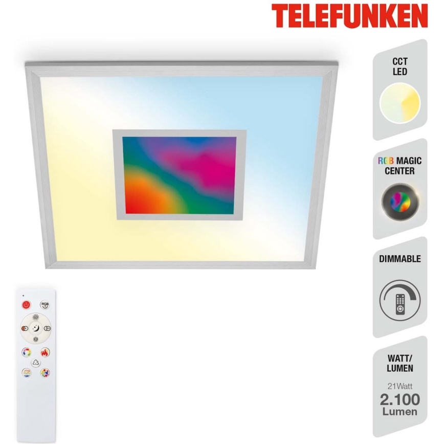 Telefunken 319704TF - Plafoniera LED RGB dimmerabile LED/24W/230V 3000-6500K + telecomando