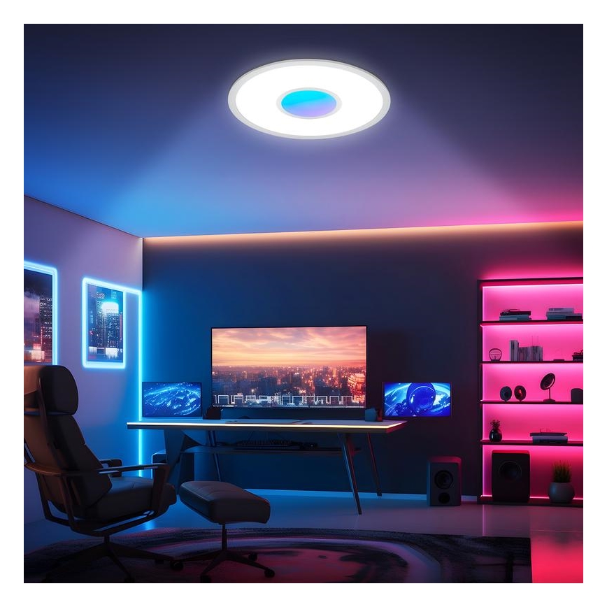 Telefunken 320104TF - Plafoniera LED RGBW dimmerabile, 21W/230V, 3000-6500K, Ø 45 cm + telecomando
