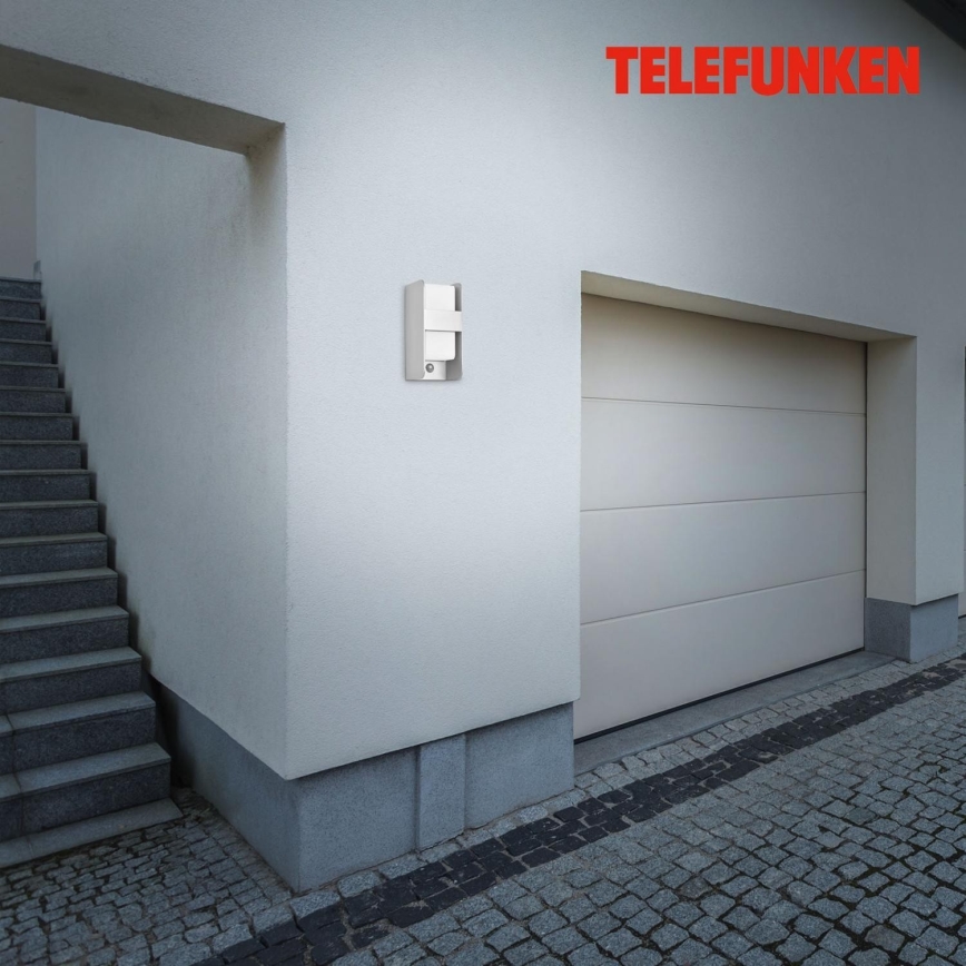Telefunken 321104TF - Applique da esterno con sensore 1xE27/12W/230V IP44 bianco