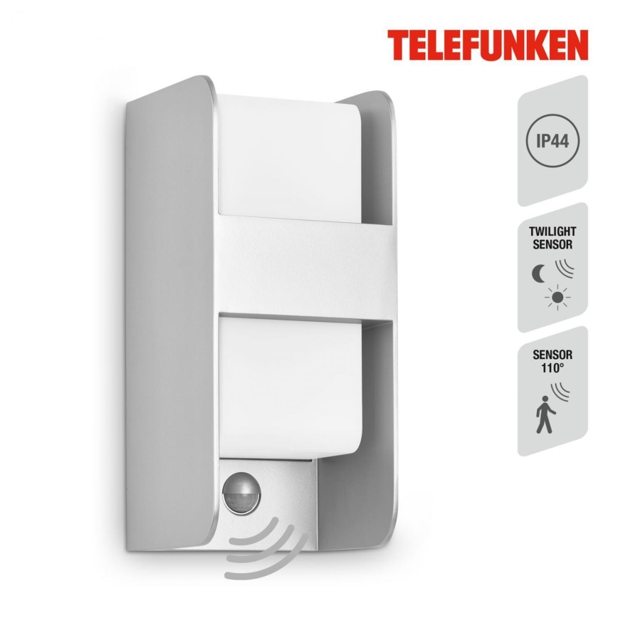 Telefunken 321104TF - Applique da esterno con sensore 1xE27/12W/230V IP44 bianco
