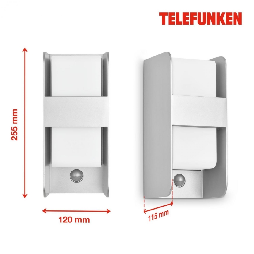 Telefunken 321104TF - Applique da esterno con sensore 1xE27/12W/230V IP44 bianco
