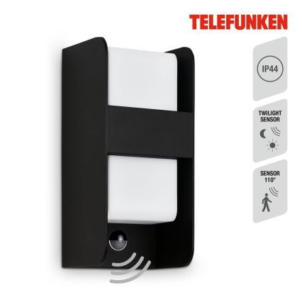 Telefunken 321105TF - Applique da esterno con sensore 1xE27/12W/230V IP44 nero