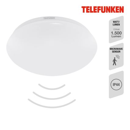 Telefunken 601206TF - Plafoniera LED da bagno con sensore LED/15W/230V IP44 diametro 28 cm