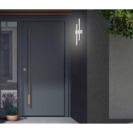 Telefunken - Applique da esterno a LED, 2x LED da 4W, 230V, IP44, argento